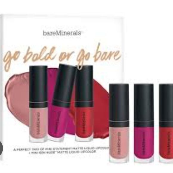 BareMinerals Go Bold Or Go Bare Perfect Trio Mini Statement Matte Liquid Lipcolo - Picture 2 of 6